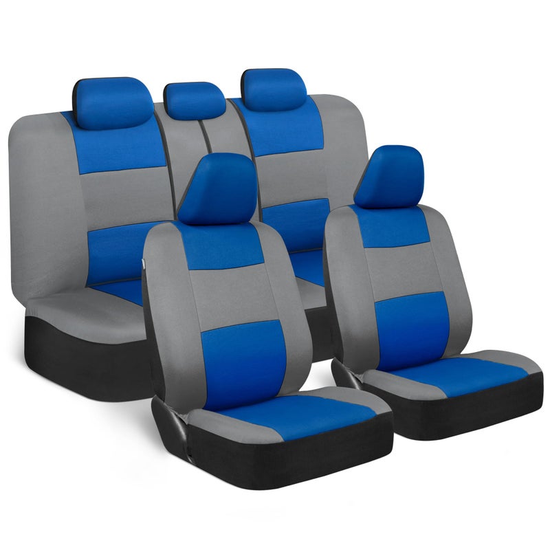 BDK PolyPro Car Seat Covers Full Set in Blue & Gray â€“ Front and Rear Split Bench Seat Covers for Cars, Easy to Install Car Seat Cover Set, Car Accessories for Auto Trucks Van SUV - Image 1