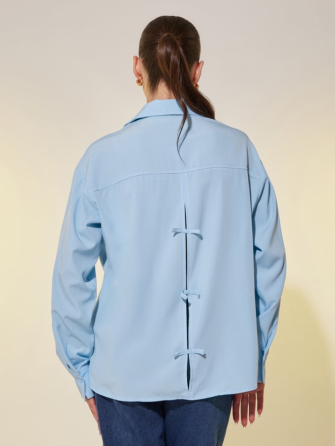 Take Two Take Two Solid Spread Collar Oversized Shirt  - Image 4