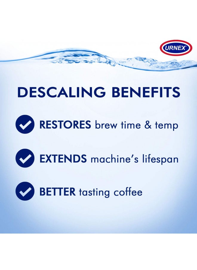 Urnex Liquid Dezcal Activated Descaler - 33.6 Ounce - For Use With Coffee Brewers Espresso Pod and Capsule Machines Kettles Garmet Steamers and Domestic Irons