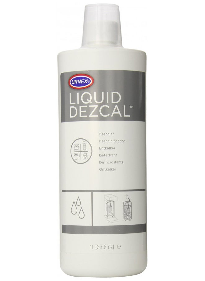 Urnex Liquid Dezcal Activated Descaler - 33.6 Ounce - For Use With Coffee Brewers Espresso Pod and Capsule Machines Kettles Garmet Steamers and Domestic Irons