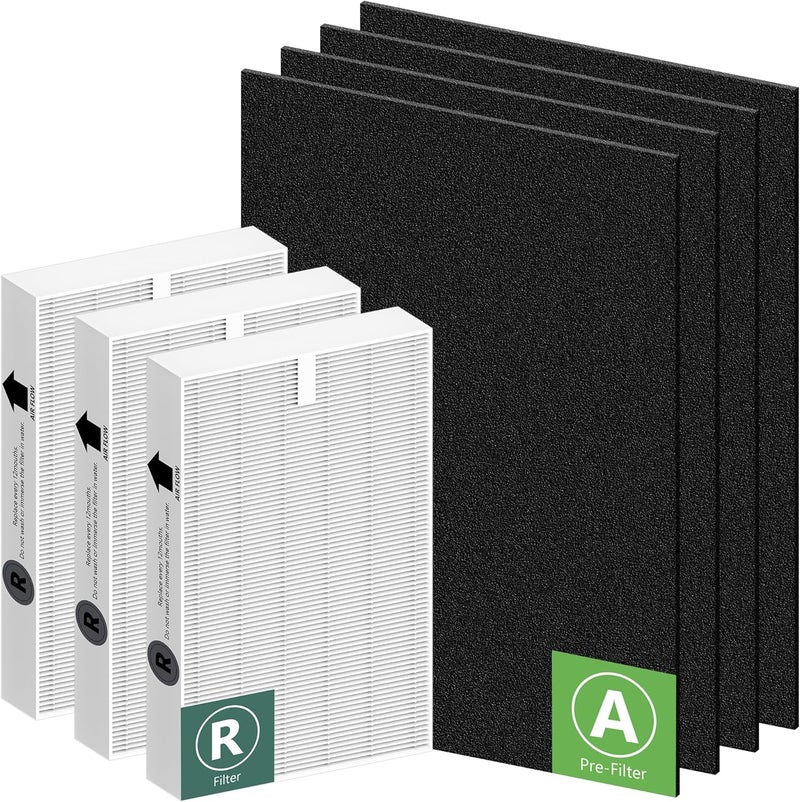 Funmit HPA300 HEPA Filter Replacement for Honeywell HPA300 Series Air Purifiers HPA300, HPA300VP, HPA304, HPA3300, Replace HRF-R3 (3 Ture HEPA R Replacement Filter + 4 Activated Carbon Pre-Filter) by - Image 1