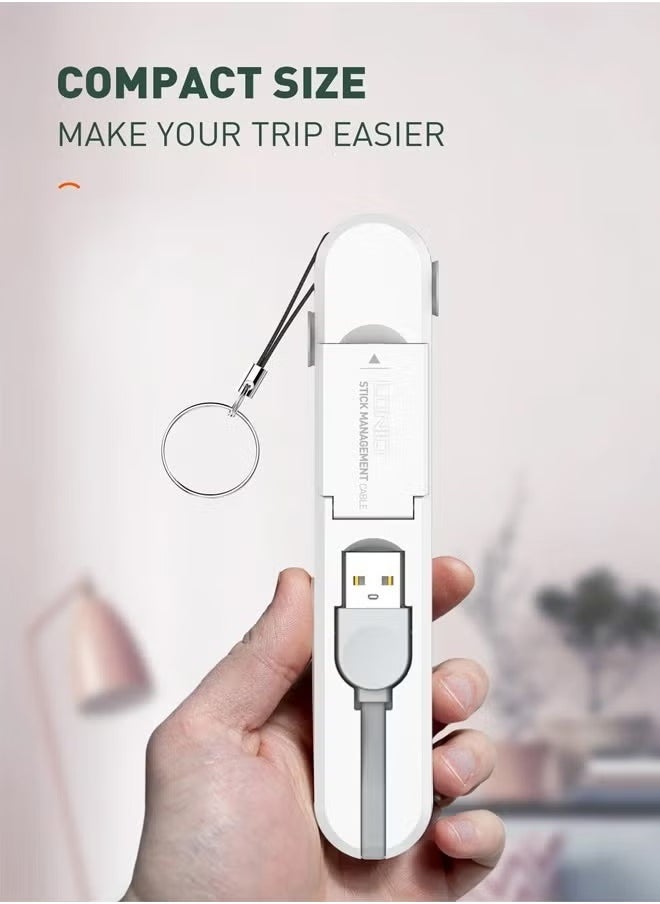 Raxoom 3 In 1 Fast Charging Short Cable with Storage Box â€“ Compact White Type-C Connector Cable Supporting 3.8A Current for Rapid Charging, Compatible with Smartphones, Tablets, and More, Durable Design for Travel and Everyday Use - Image 2