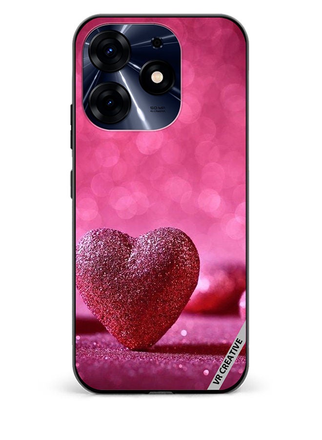 VR CREATIVE غطاء حماية لهاتف Tecno Spark 10 Pro بتصميم قلب لامع على خلفية وردية متعدد الألوان - Image 1