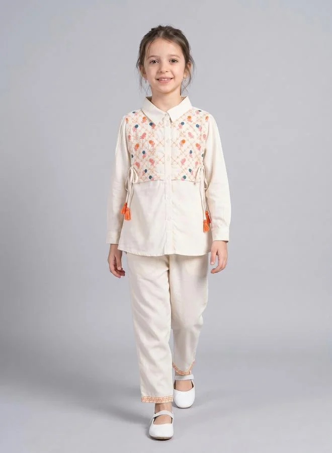 Bella Moda Cotton Long Sleeves Embroidered Top and Pant Set
