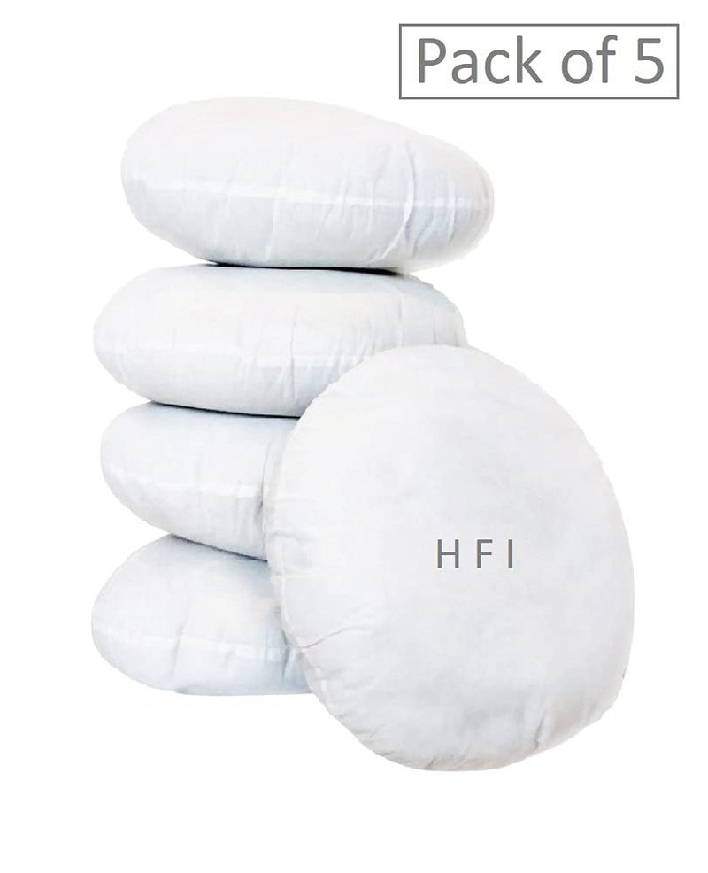 HFI UrbanArts Premium Polyester Fiber Round Cushion Fillers - Pack of 5 Pcs | 16 x 16 Inches | White - Image 2