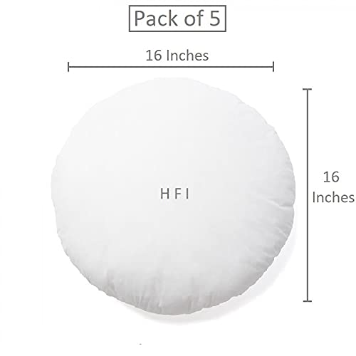 HFI UrbanArts Premium Polyester Fiber Round Cushion Fillers - Pack of 5 Pcs | 16 x 16 Inches | White - Image 3