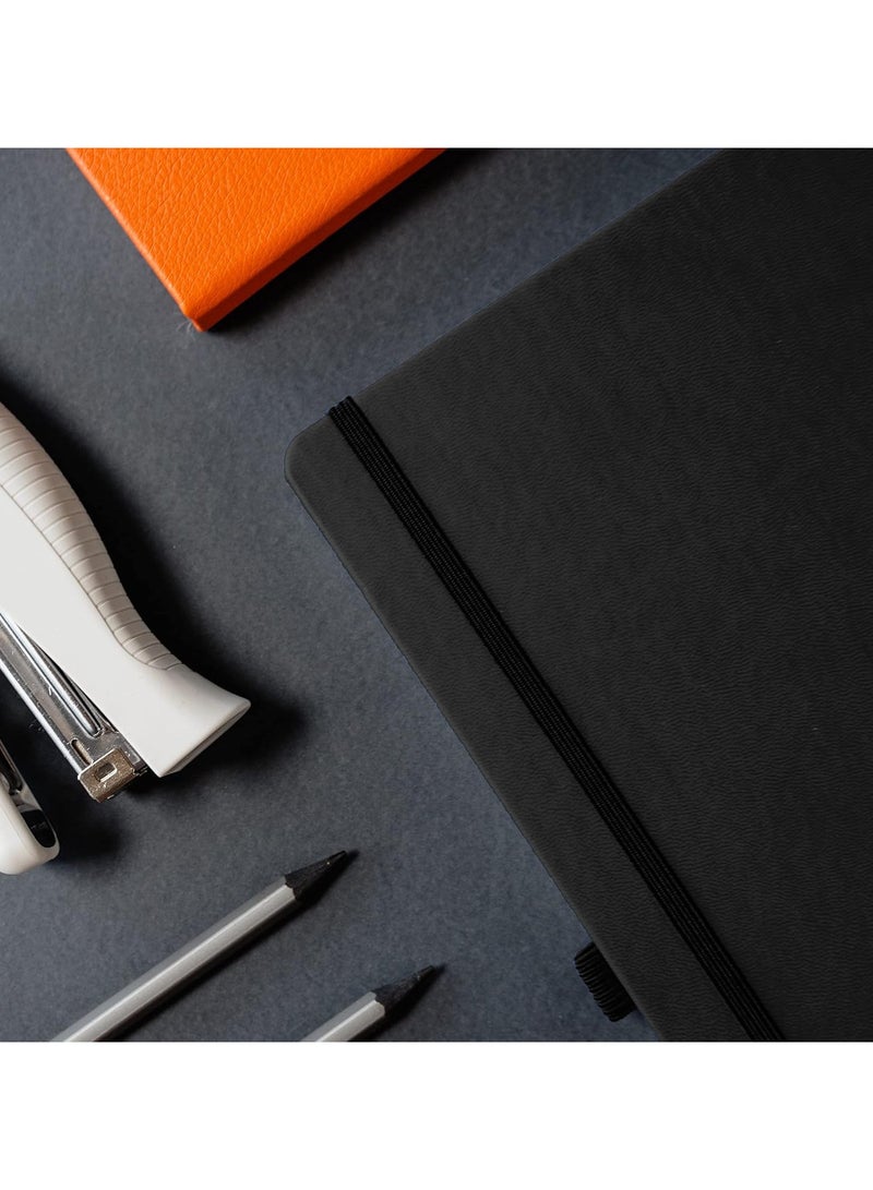 [2-pack]A5 Classic Hard Cover Ruled Notebook 160 Pages, Lined Pages, Black - Image 3