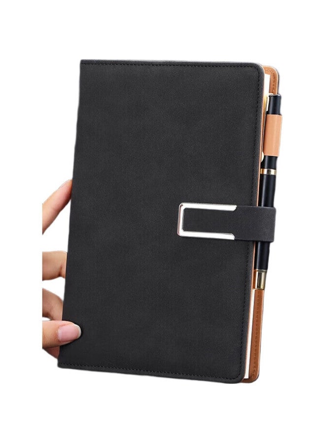 Longe [Lowest Price Online] Langjie Business Notebook, Thickened Notepad, Sheepskin Cover Notebook, Stationery, Buckle Diary, Office Meeting Record Book, Customizable Logo, A5 Black - Image 1