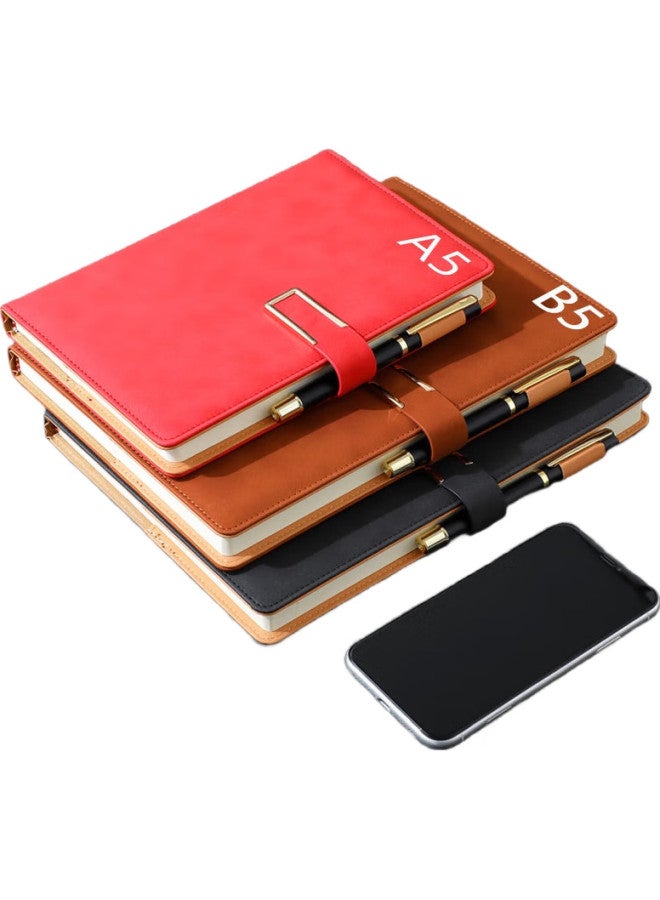 Longe [Lowest Price Online] Langjie Business Notebook, Thickened Notepad, Sheepskin Cover Notebook, Stationery, Buckle Diary, Office Meeting Record Book, Customizable Logo, A5 Black - Image 3