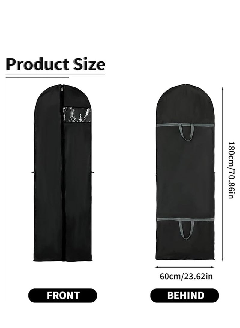5 Pack Clothes Dust Cover, Hanging Closet Organizers Wedding Gown Cover Dress Garment Clothes Storage Bag Foldable Dampproof Dustproof Washable Wedding Dress Long Dress Bag (5Pcs, 60cm * 180cm, Black)  - Image 3