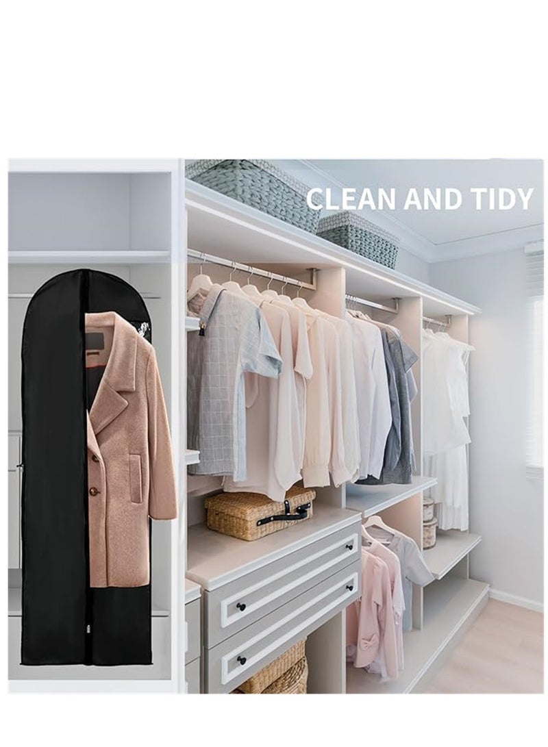 5 Pack Clothes Dust Cover, Hanging Closet Organizers Wedding Gown Cover Dress Garment Clothes Storage Bag Foldable Dampproof Dustproof Washable Wedding Dress Long Dress Bag (5Pcs, 60cm * 180cm, Black)  - Image 4