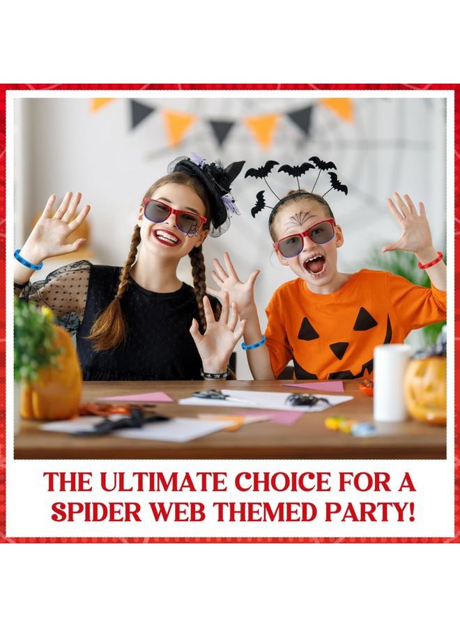 Kingdder 24 Pcs Spider Web Sunglasses and Silicone Wristbands Bracelets Spider Birthday Theme Party Favors Black Red Blue Party Decorations Supplies Gifts - Image 4