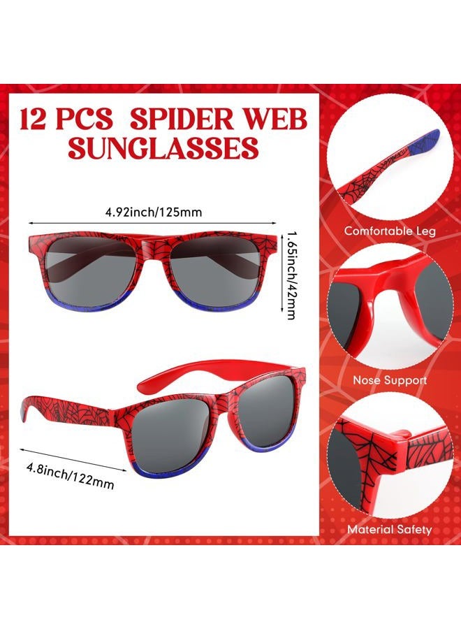 Kingdder 24 Pcs Spider Web Sunglasses and Silicone Wristbands Bracelets Spider Birthday Theme Party Favors Black Red Blue Party Decorations Supplies Gifts - Image 2