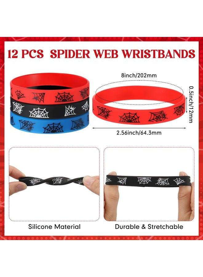 Kingdder 24 Pcs Spider Web Sunglasses and Silicone Wristbands Bracelets Spider Birthday Theme Party Favors Black Red Blue Party Decorations Supplies Gifts - Image 3