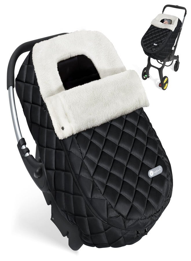 IvyWind Winter Car Seat Cover, Warm Winter Carseat Cover for Baby Boys & Girls, Waterproof Car Seat Winter Cover with Removable Zipper, Keeps Babies Warm and Cozy in Cold Weather, Black - Image 1