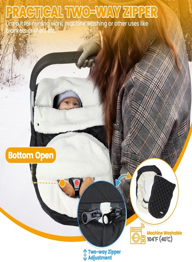 IvyWind Winter Car Seat Cover, Warm Winter Carseat Cover for Baby Boys & Girls, Waterproof Car Seat Winter Cover with Removable Zipper, Keeps Babies Warm and Cozy in Cold Weather, Black - Image 4