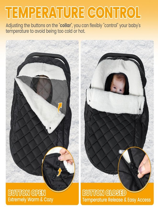 IvyWind Winter Car Seat Cover, Warm Winter Carseat Cover for Baby Boys & Girls, Waterproof Car Seat Winter Cover with Removable Zipper, Keeps Babies Warm and Cozy in Cold Weather, Black - Image 2