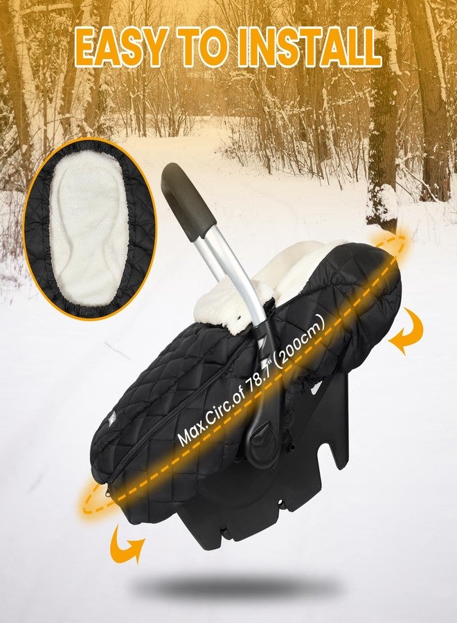 IvyWind Winter Car Seat Cover, Warm Winter Carseat Cover for Baby Boys & Girls, Waterproof Car Seat Winter Cover with Removable Zipper, Keeps Babies Warm and Cozy in Cold Weather, Black - Image 3