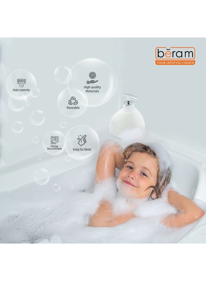 بيرام طقم إكسسوارات حمام بيرهام 4 قطع – تصميم سيراميكي بشكل كمثرى بسيط مع لمسة ديكور أنيقة ولامعة، يشمل موزع سائل، كوبين للحمام، وصحن صابون (أبيض) (طقم 4 قطع). - Image 3