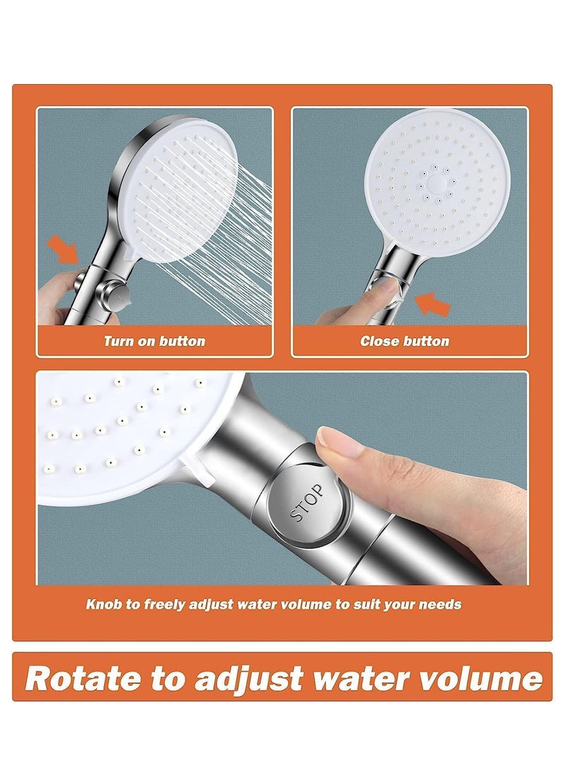 رأس دش عالي الضغط، دش يدوي موفر للمياه، 5 أنواع من الدش النفاث، رأس دش محمول باليد للاستحمام والسبا، رأس دش مربع حديث محمول باليد باللون الفضي - Image 5