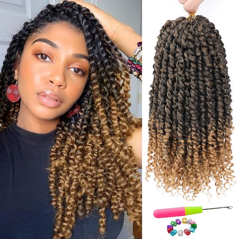 NAYOO Passion Twist Hair - 8 Packs 14 Inch Passion Twist Crochet Hair For Women, Crochet Pretwisted Curly Hair Passion Twists Synthetic Braiding Hair Extensions (14 Inch 8 Packs, T27) - Image 1