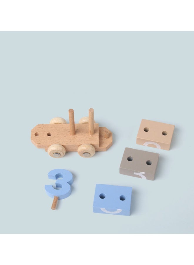 هالامودو مجموعة القطار رقم الخشب -كتل البناء المغناطيسية لمرحلة ما قبل المدرسة، بريميوم بيتشوود، لعبة تعلم STEM مع التعرف على الرقم والعد، الحدود السالمة الآمنة، هدية مثالية 3-6 سنوات من الأطفال - Image 3