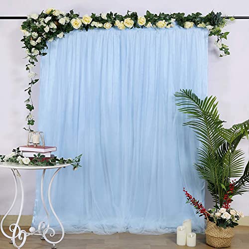 Boltove® Decoration Sky Blue Backdrop Curtain Tulle Net Transparent for Birthdays Anniversary Baby Shower Photo Shoot Wedding Party Stage Background Ceremony Photoshoot net parda - Set of 4 - Image 2