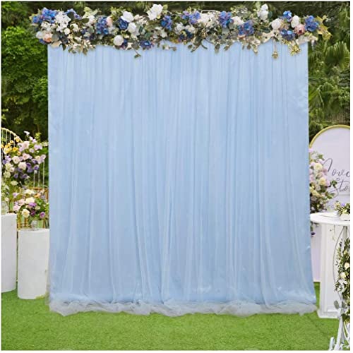 Boltove® Decoration Sky Blue Backdrop Curtain Tulle Net Transparent for Birthdays Anniversary Baby Shower Photo Shoot Wedding Party Stage Background Ceremony Photoshoot net parda - Set of 4 - Image 3