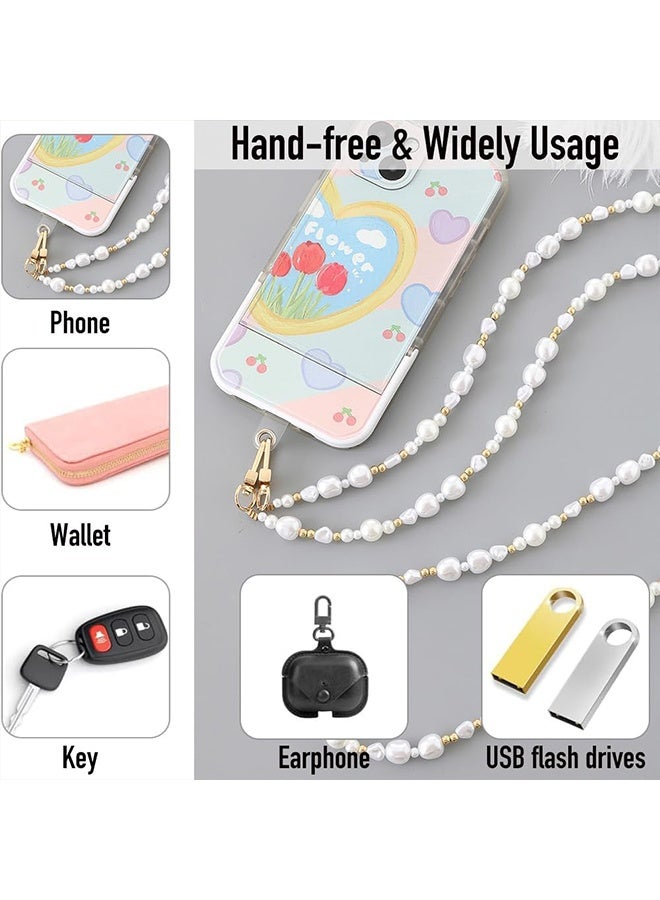 Quantum Pearl Chain Phone Lanyard, Phone Chain Crossbody Pearl Beaded Strap with Tether Tabs, Anti-Theft Crossbody Strap for Women, Phone Neck Holder Compatible with iPhone 17/16 Pro Max/Samsung/Google and Most Smartphones - Image 2