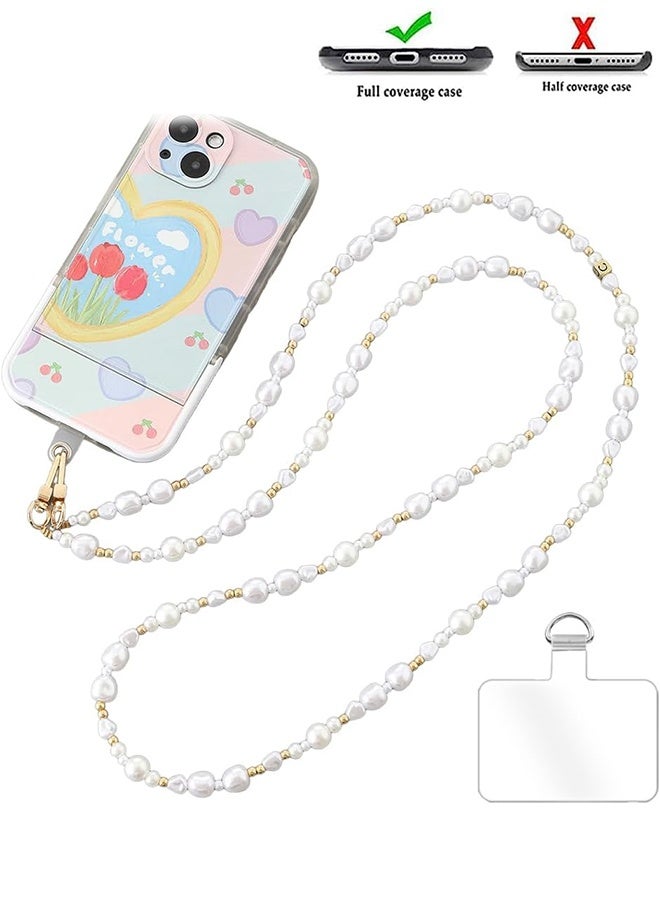 Quantum Pearl Chain Phone Lanyard, Phone Chain Crossbody Pearl Beaded Strap with Tether Tabs, Anti-Theft Crossbody Strap for Women, Phone Neck Holder Compatible with iPhone 17/16 Pro Max/Samsung/Google and Most Smartphones - Image 1