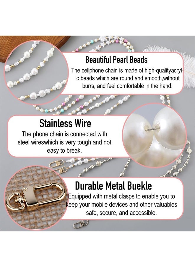 Quantum Pearl Chain Phone Lanyard, Phone Chain Crossbody Pearl Beaded Strap with Tether Tabs, Anti-Theft Crossbody Strap for Women, Phone Neck Holder Compatible with iPhone 17/16 Pro Max/Samsung/Google and Most Smartphones - Image 3