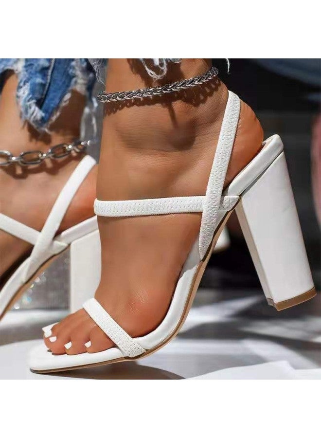 Women's European And American Fashion Thick-heeled Sandals With Solid Color Simple Roman Sandals