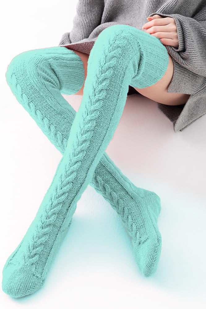 Pcavin Women's Thigh High Socks Over the Knee Cable Knit Boot Socks, Long Warm Fashion Leg Warmers Winter - Image 4