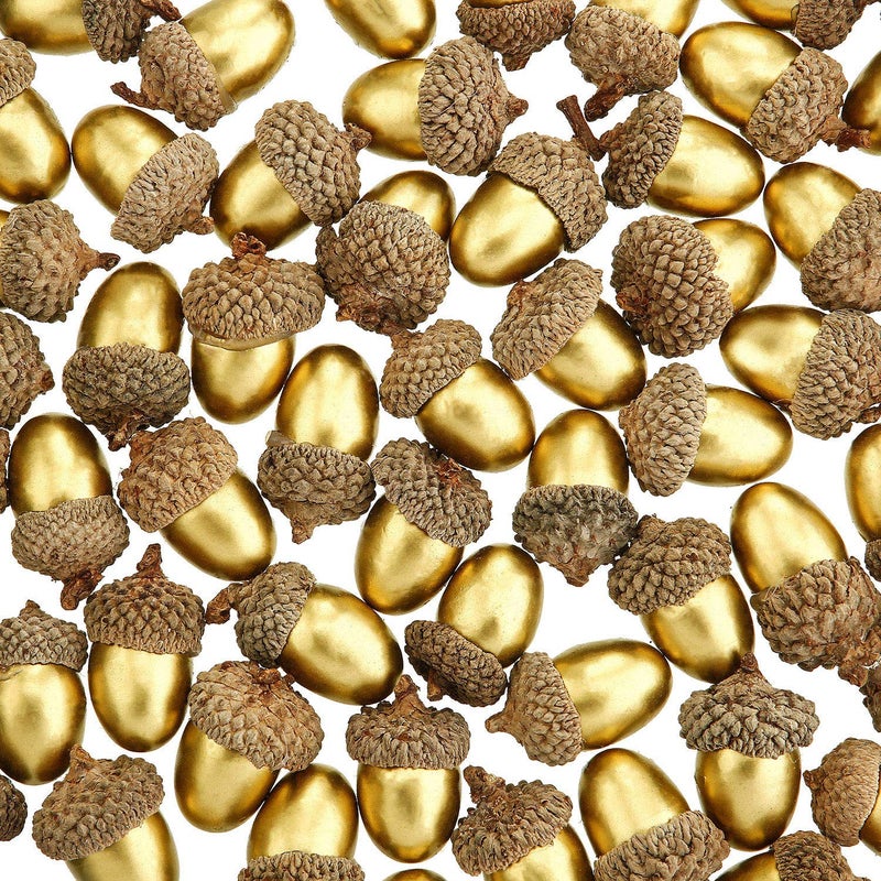 Pangda Pangda 60 Pack Artificial Acorns Lifelike with Acorn Cap for Crafts Simulation Mini Acorn for Thanksgiving Decoration Christmas Tree DIY Wedding House DecorGold 