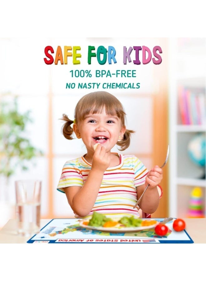 merka Kids Placemat Silicone Placemat Map Placemats for Kids Reusable US Geography Map and The Capitals of All 50 States - Image 5