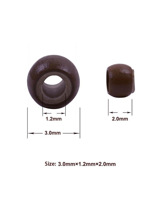 500 قطعة من خرزات الشعر مقاس 3.0 مم، حلقات نانو مبطنة بالسيليكون، خرزات صغيرة لوصلات الشعر، وصلات الريش (بني غامق)