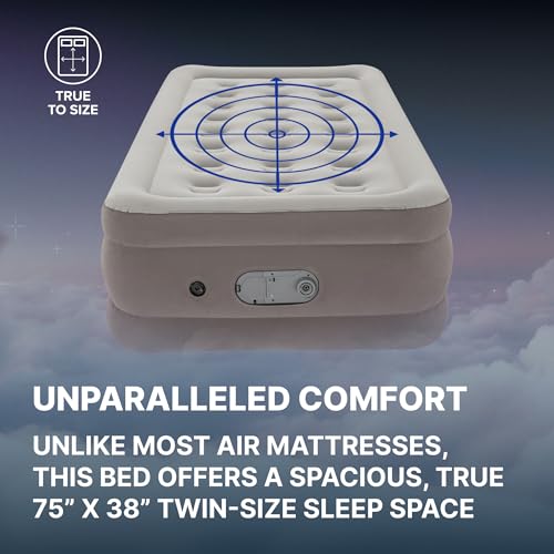 SLEEPLUX Dream Luxury Twin Air Mattress, Built-in Dual Pump, Stays Inflated All Night, 18” Double-High Blow-Up Airbed with Coil Beams, for Guests, RV Camping & Home, 1-Year Warranty - Image 4