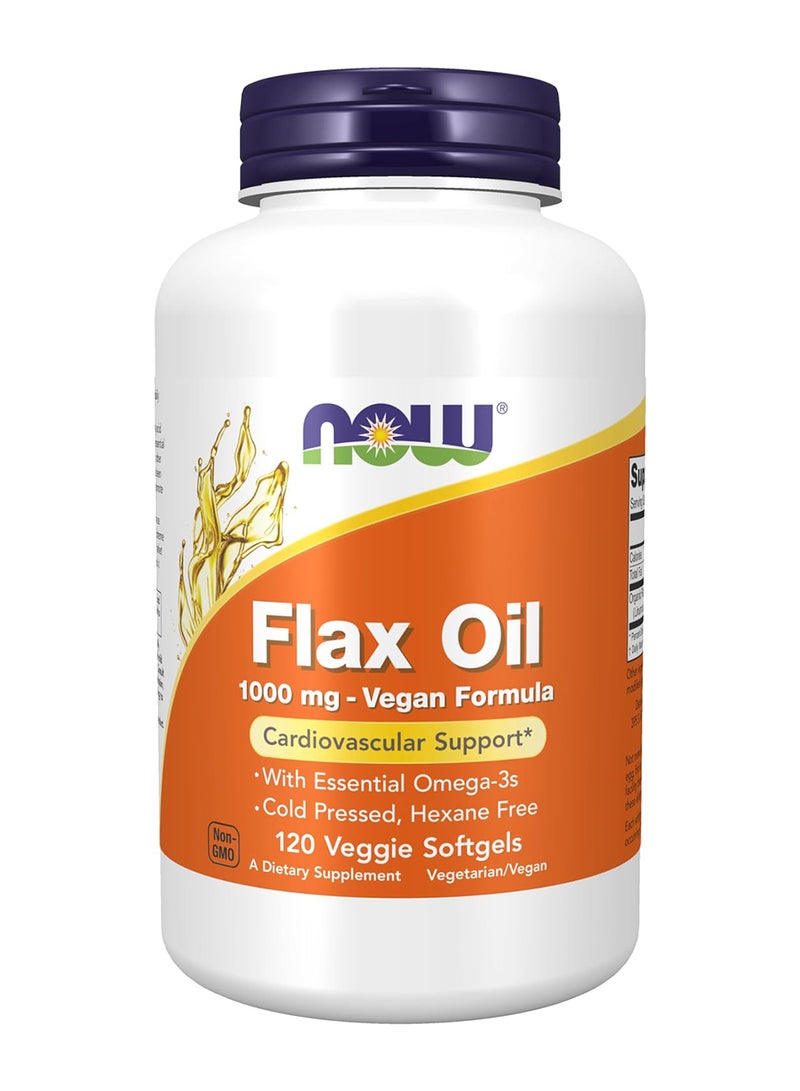 now Flax Oil Food Supplements - 1000Mg, 120 Veggie Softgels - Image 1
