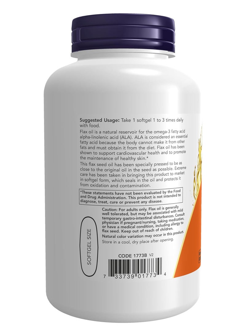 now Flax Oil Food Supplements - 1000Mg, 120 Veggie Softgels - Image 2