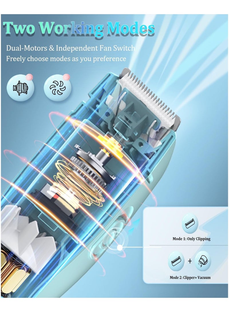 ENSSU Vacuum Hair Clippers for Kids, Rechargeable Vacuum Hair Cutter with 2 Modes for Children/Infant/Men, Waterproof Baby Hair Clippers Trimmers Cordless Haircut Kit in Large Hairs Storage Space - Image 2