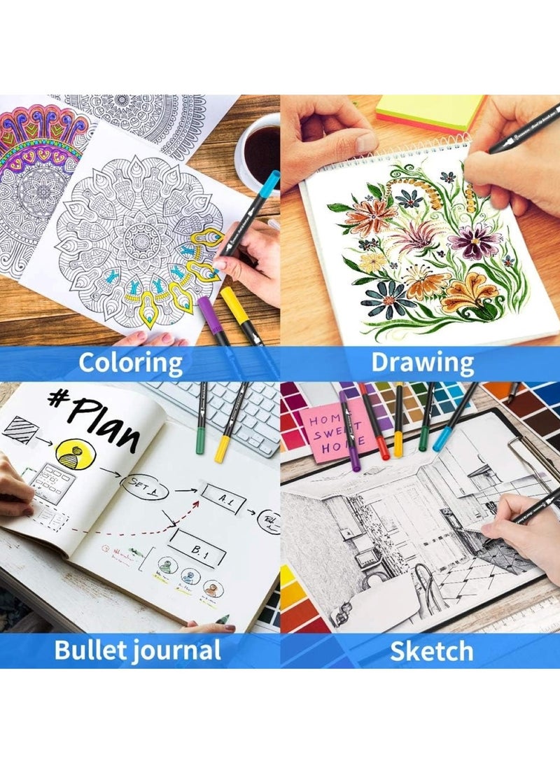 Huitich 72 Pcs Dual Brush Pens Set with Zipper Case for Drawing and Coloring - Image 5