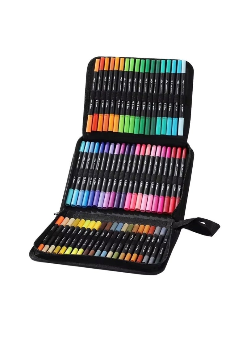 Huitich 72 Pcs Dual Brush Pens Set with Zipper Case for Drawing and Coloring - Image 2