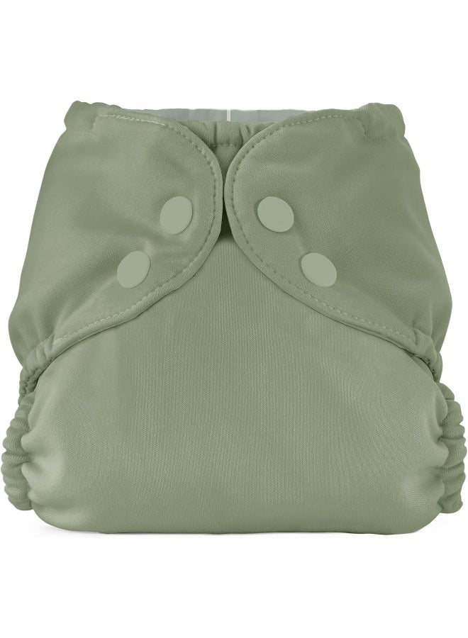 Esembly Cloth Diaper Cover - Reusable Swim Diaper, Waterproof, Breathable - Adjustable Outer Layer Over Absorbent Inner for Blowout Protection - Aloe, Size 2 (18-35lbs) - Image 1
