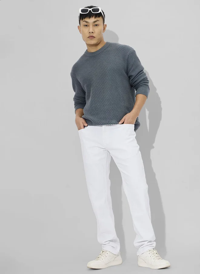 The Souled Store  The Souled Store Men Regular Fit Denim White Jeans  | Best Price UAE