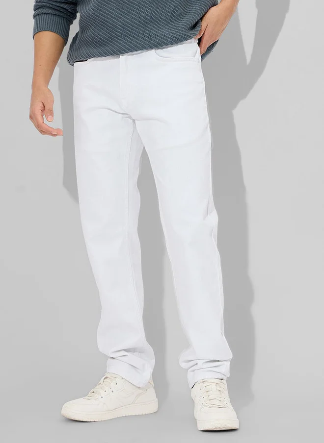 ذا سوليد ستور The Souled Store Men Regular Fit Denim White Jeans