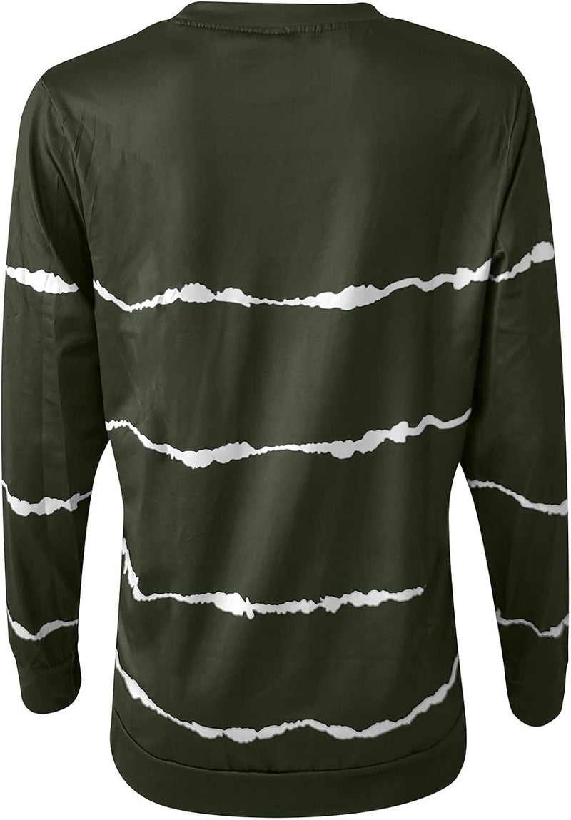 cheekyglo Womens 2022 Fall Winter Fashion Tops Casual Long Sleeve Crewneck Sweatshirt Blouse Striped Loose Soft Pullover Shirts - Image 5