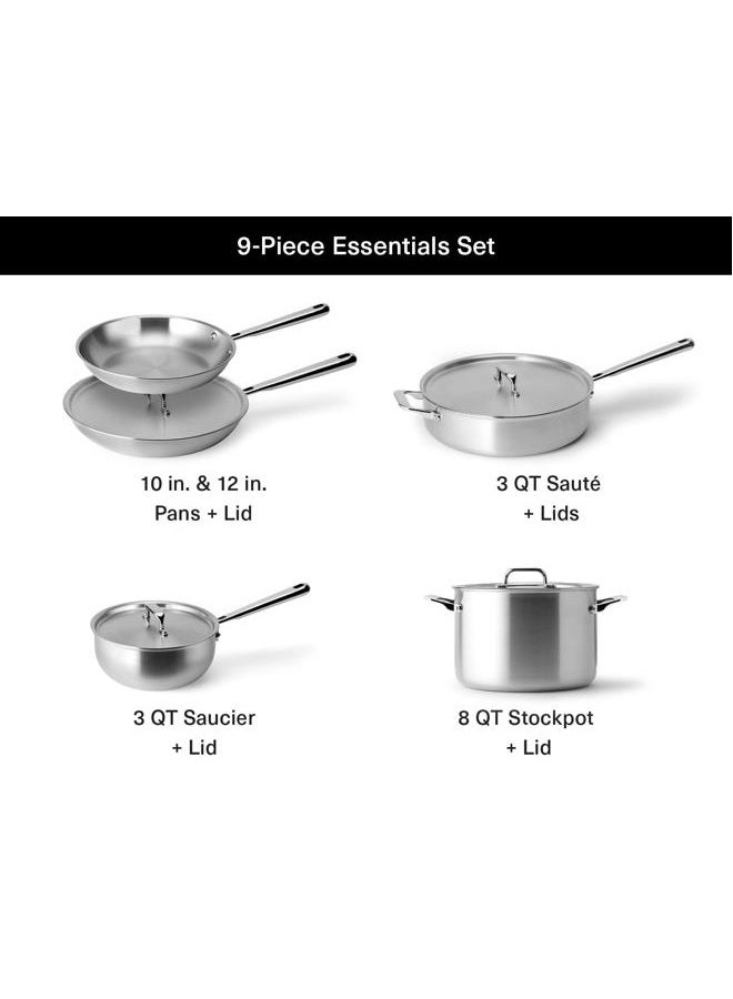 Misen Stainless Steel Pots and Pans Set - Stainless Steel Cookware Set - 9 Piece Essential Kitchen Cookware Sets - Image 2