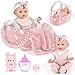 Dreamon 12 Baby Doll Playset with Carrier Bassinet Bed 11PCS Baby Doll Accessories Includes Pacifier Blanket Pillow Diaper Pretend Play Set Baby Doll Care Toys Gifts for Kids Girls - Image 2