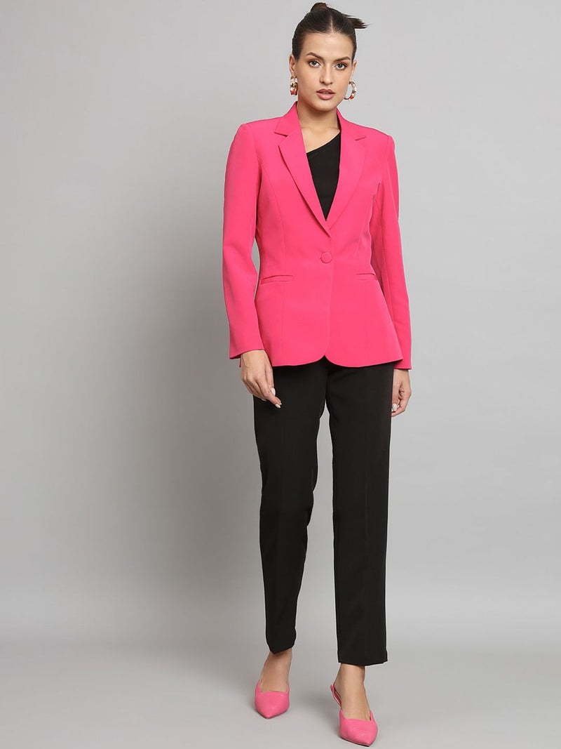 Powersutra Notch Collar Stretch Blazer - Hot Pink for Women - Image 4