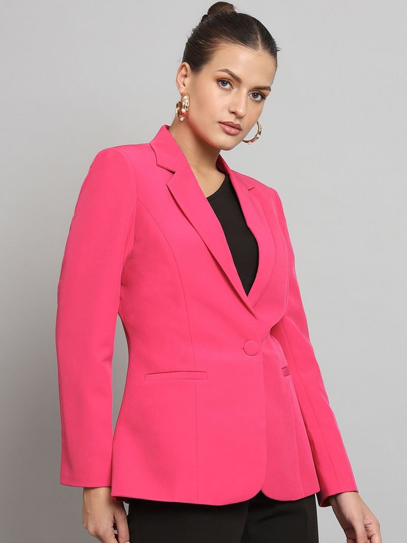 Powersutra Notch Collar Stretch Blazer - Hot Pink for Women - Image 3